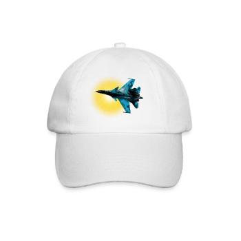 Blue Camouflage Fighter Plane Sun Circle - Baseball Cap - white/white - Front