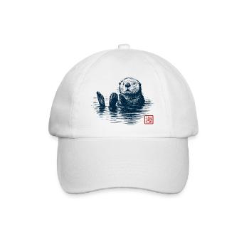 Sea Otter with Kanji Stamp - Baseball Cap - white/white - Front