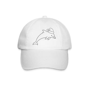 Christmas dolphin with Santa hat - Baseball Cap - white/white - Front