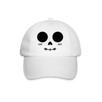 Minimalistisches Kawaii Totenkopf Gesicht - Baseballkappe - Weiß/Weiß - Vorne