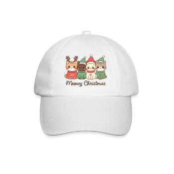 Miauige Weihnachtskatze Squad, Kätzchen - Baseballkappe - Weiß/Weiß - Vorne