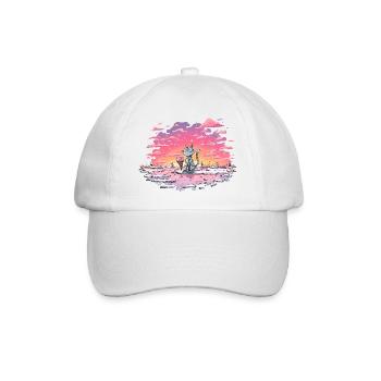 Katze mit Eis am Abendsee - Baseball Cap - white/white - Front