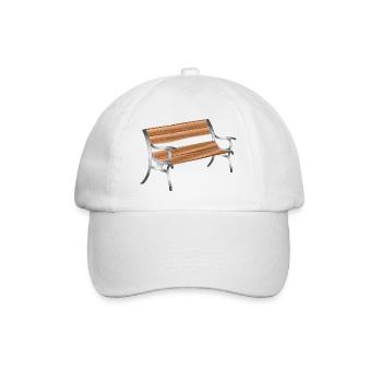Vintage Holzbank mit Metallgestell Illustration - Baseballkappe - Weiß/Weiß - Vorne