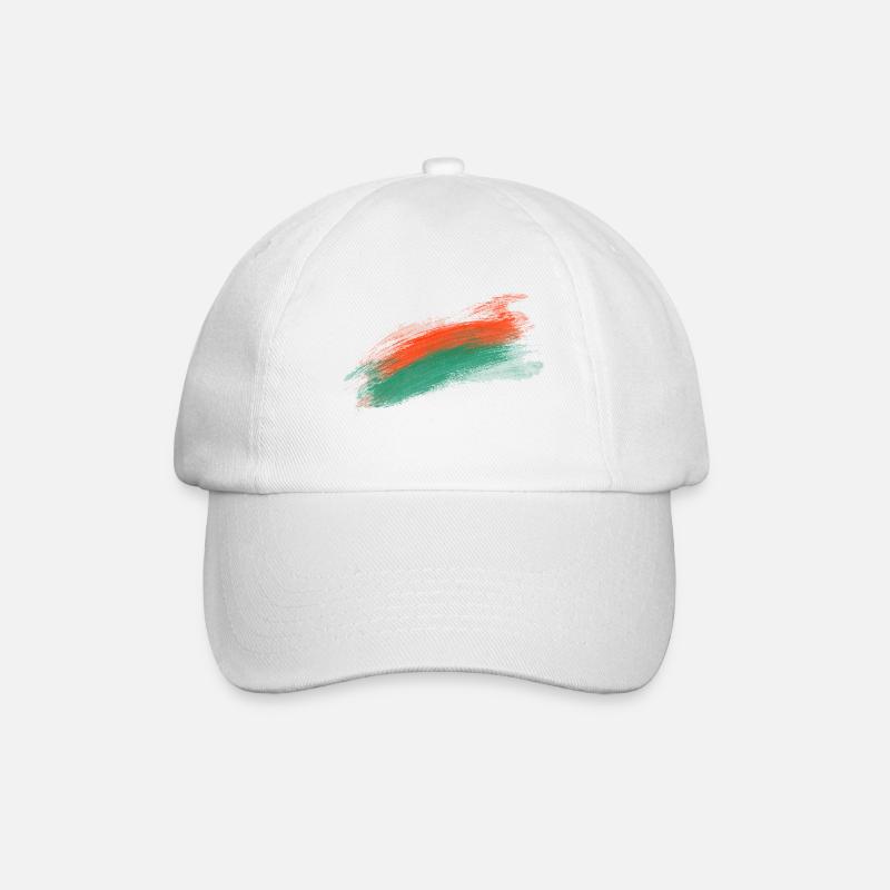 Orangen-Teal Pinselstrich Kunstdesign - Baseballkappe - Weiß/Weiß