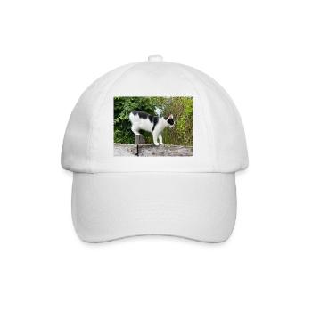 Cat balancer on wooden post - Baseball Cap - white/white - Front