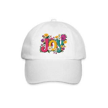 T-shirt Joy avec des fleurs Bonne humeur pour la vie quotidienne - Casquette classique - blanc/blanc - Devant