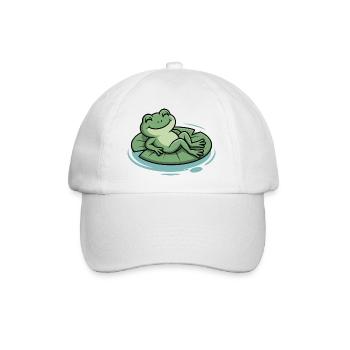 Lounge frog on lily pad - Baseball Cap - white/white - Front