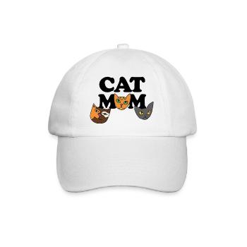 Three Cat Faces in Bold Palette - Baseball Cap - white/white - Front