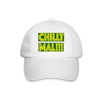 Chill Mal - Funny Statement Typography Design - Baseballkappe - Weiß/Weiß - Vorne