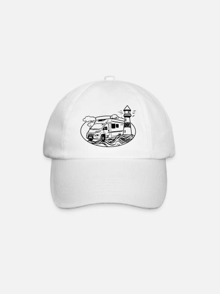 Camping-car au bord de la mer - Casquette classique - blanc/blanc
