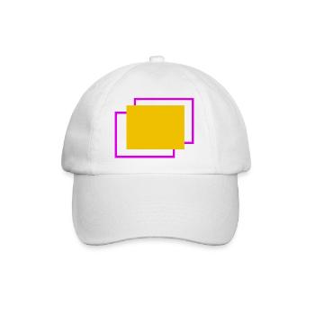 Yellow and fuchsia staggered frame - Baseball Cap - white/white - Front