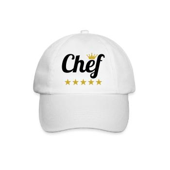 Chef Suprême : Couronne et 5 Étoiles Or - Casquette classique - blanc/blanc - Devant