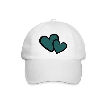 blue heart dark blue 2 hearts heart pattern - Baseball Cap - white/white - Front