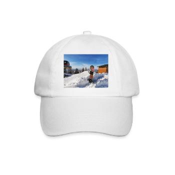 Snowboard sur une pente ensoleillée - Casquette classique - blanc/blanc - Devant