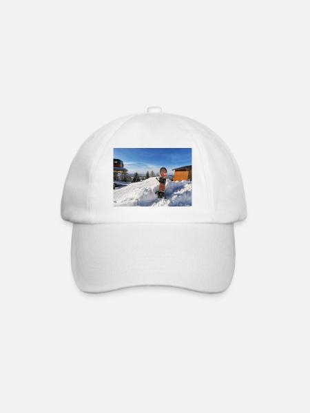 Snowboarding on a sunny slope - Baseball Cap - white/white