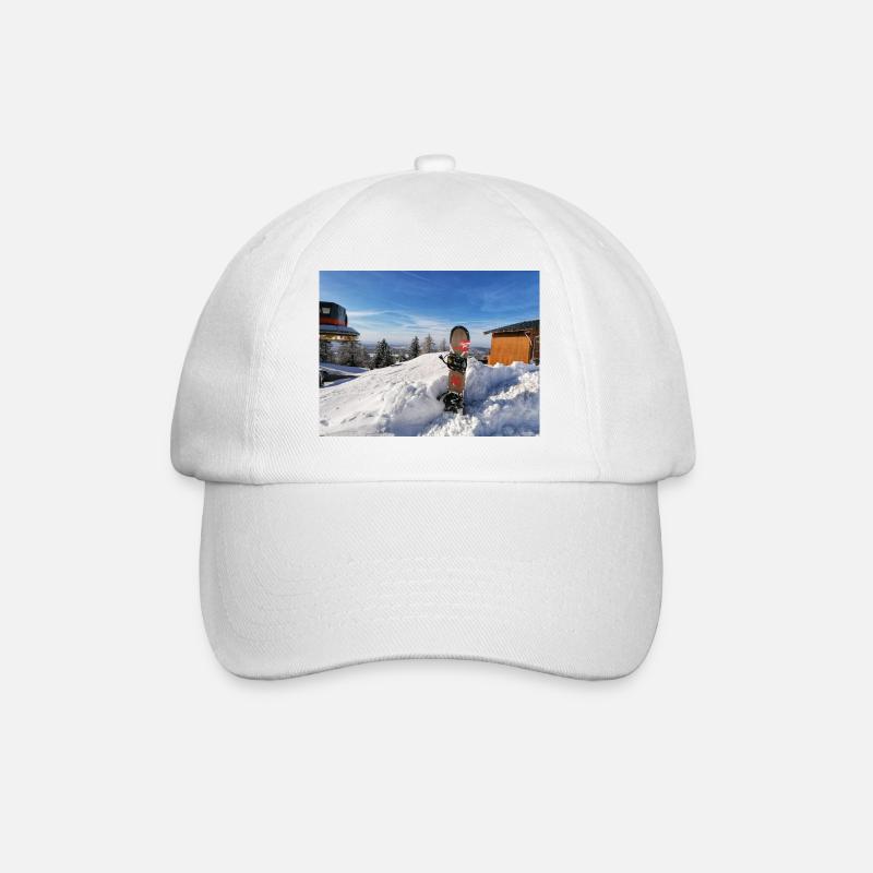 Snowboard auf sonniger Piste - Baseballkappe - Weiß/Weiß