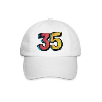 35 Zahl Bunt - Baseballkappe - Weiß/Weiß - Vorne