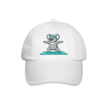 Yoga-Koala-Bär macht Krieger-Pose - Baseballkappe - Weiß/Weiß - Vorne