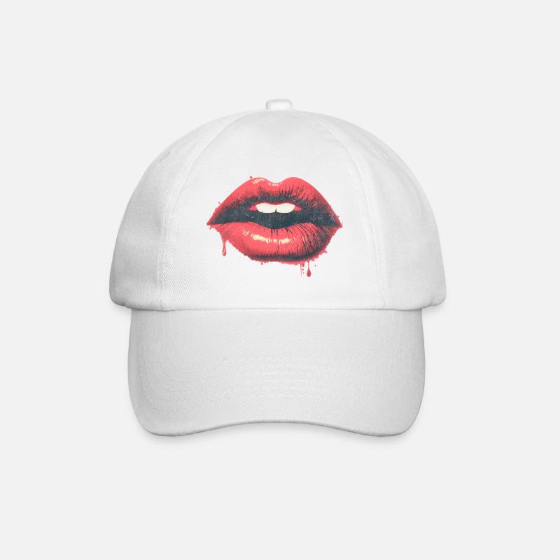 Baiser urbain - Goutteuse - Red Lips Pop Art - Casquette classique - blanc/blanc