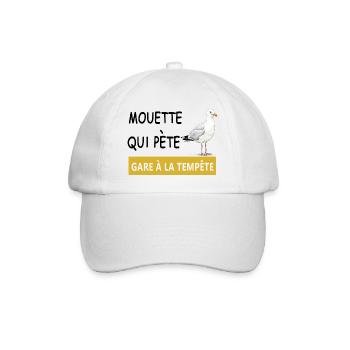 Beware of the storm – seagull on the yellow quay - Baseball Cap - white/white - Front