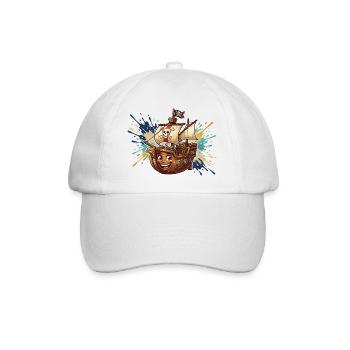 Aventure du navire pirate riant - Casquette classique - blanc/blanc - Devant