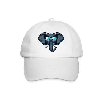 Elefanten-Retro-Brille - Baseballkappe - Weiß/Weiß - Vorne