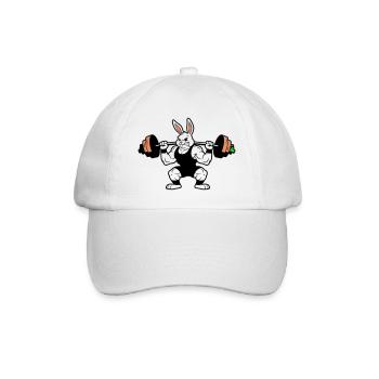 Muskel Hase Karotten Hantel - Baseballkappe - Weiß/Weiß - Vorne