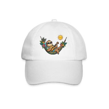 Sloth in hammock makes summer vacation beach - Baseball Cap - white/white - Front