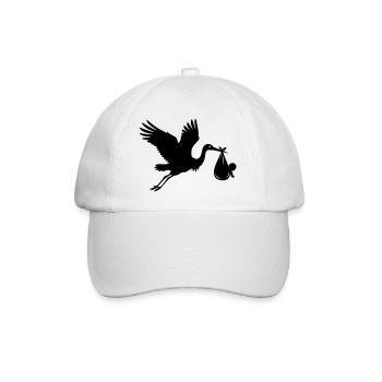Cigogne avec bébé – Motif de cigogne - Casquette classique - blanc/blanc - Devant