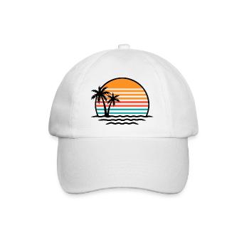 Sunset Retro Palmen - Baseballkappe - Weiß/Weiß - Vorne