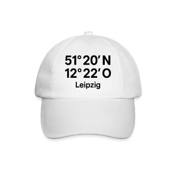 Leipzig Koordinaten Druck - Baseballkappe - Weiß/Weiß - Vorne