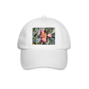 Orange-rosa Blüten auf grünem Laub - Baseballkappe - Weiß/Weiß - Vorne