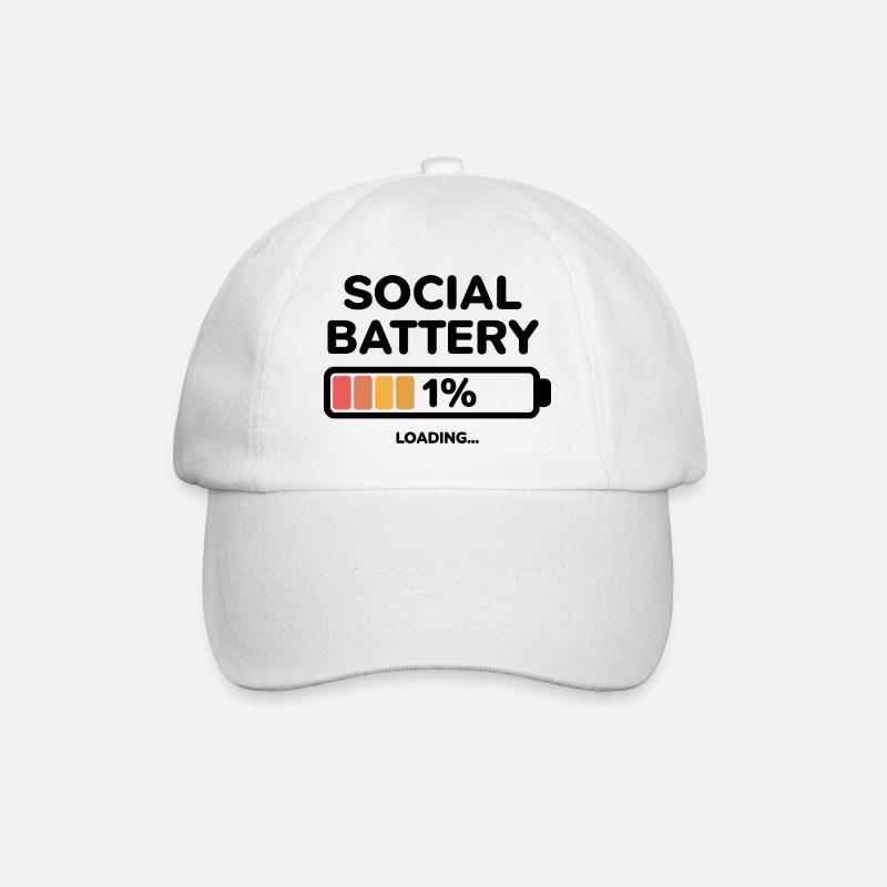 Social Battery 1% Design - Baseball Cap - white/white