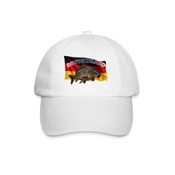 Karpfenangeln Deutschland - Angeldesign - Baseballkappe - Weiß/Weiß - Vorne