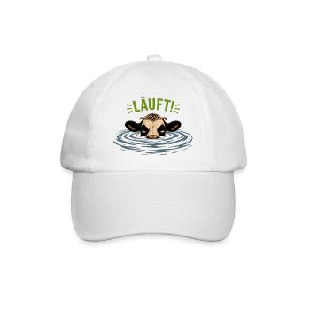 Die genervte Kuh- Motiv LÄUFT - Baseballkappe - Weiß/Weiß - Vorne