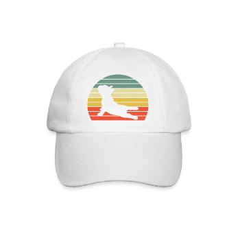 Silhouette de yoga teckel au coucher du soleil - Casquette classique - blanc/blanc - Devant