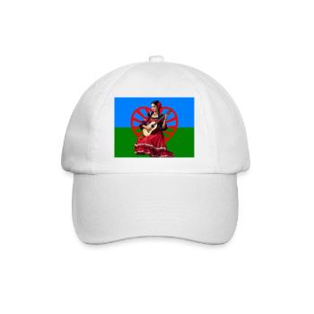 Rote Flamenco-Gitarre auf Trikolor-Hintergrund - Baseballkappe - Weiß/Weiß - Vorne
