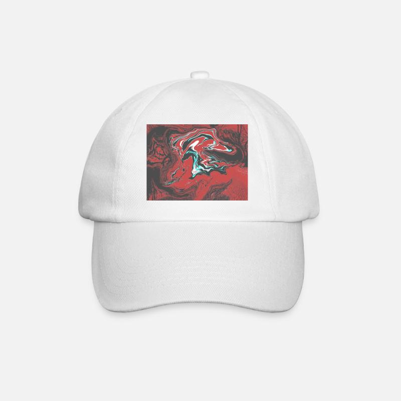 Crimson Lava Marble - Baseball Cap - white/white