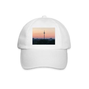 Dusk Skyline with Tower Silhouette - Baseball Cap - white/white - Front