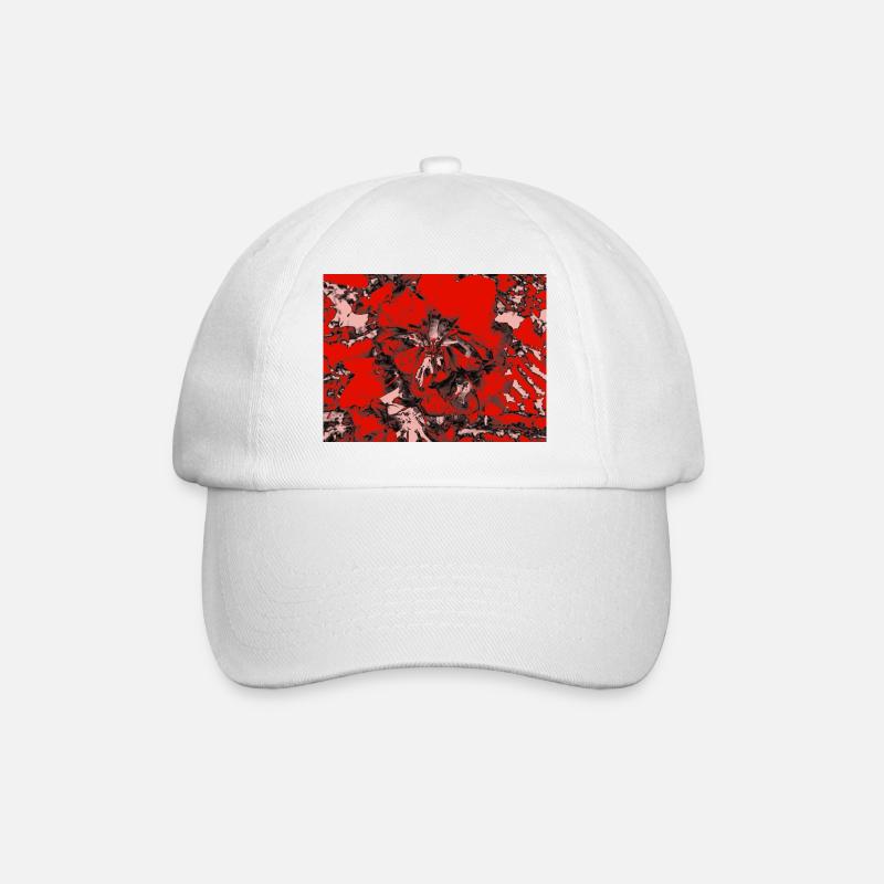Roter Floralakzent - Baseballkappe - Weiß/Weiß