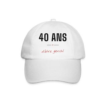 40 Ans d'être génial - Casquette classique - blanc/blanc - Devant