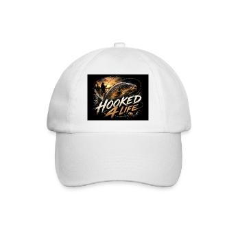 Carp fishing hooked 4 live carp design - Baseball Cap - white/white - Front