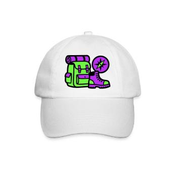 Hiking Backpack Compass Graphic - Baseball Cap - white/white - Front