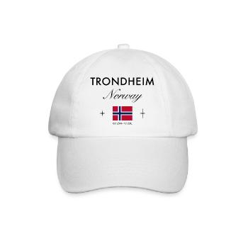 Trondheim Norwegen Koordinaten Reise Souvenir - Baseballkappe - Weiß/Weiß - Vorne