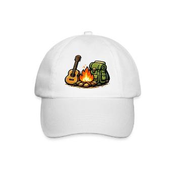 Lagerfeuer Gitarre Abenteuer - Baseballkappe - Weiß/Weiß - Vorne