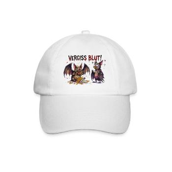 Vergiss Blut Lustiges Fledermaus Pommes Motiv - Baseballkappe - Weiß/Weiß - Vorne
