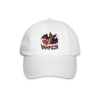 Vampizza: Vampir-Fledermaus Pizza Halloween Design - Baseballkappe - Weiß/Weiß - Vorne