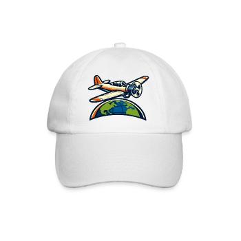 Weltflugzeug Symbolik - Baseballkappe - Weiß/Weiß - Vorne