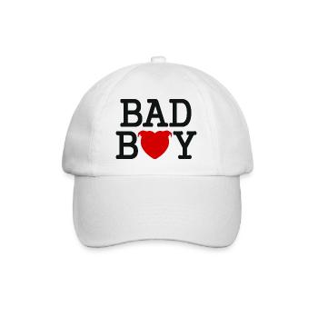 Bad boy head heart staffie - 045 - Baseball Cap - white/white - Front