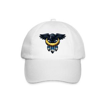Nachtadler über Mondkrescent - Baseballkappe - Weiß/Weiß - Vorne